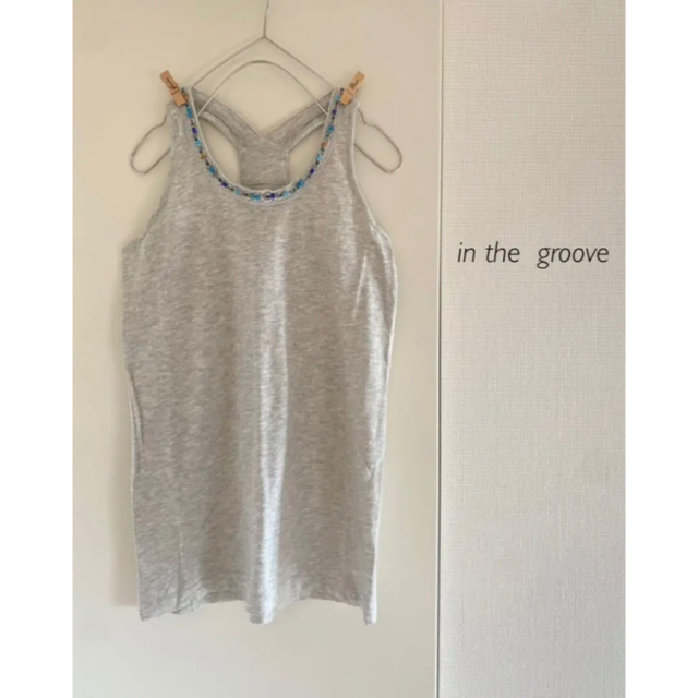 in the groove(インザグルーヴ)のin the  groove＊タンクトップ＊light-grey×beads レディースのトップス(タンクトップ)の商品写真