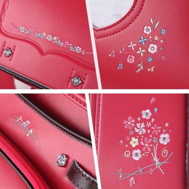 安全 ランドセル 6年保証 おまけ付き 花束刺繍 女の子 ローズレッド