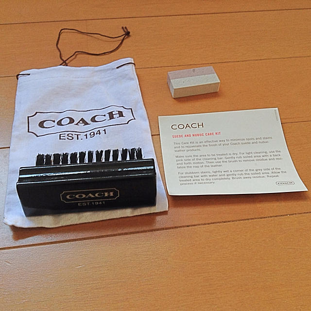 【箱入り】coach コーチ　お手入れブラシ付き　スウェードワンショルダーバッグ