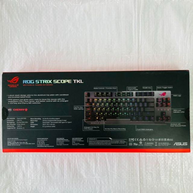 ASUS(エイスース)の【美品】ASUS ROG Strix Scope TKL ゲーミングキーボード スマホ/家電/カメラのPC/タブレット(PC周辺機器)の商品写真