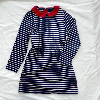 プチバトー(PETIT BATEAU)のPETIT BATEAU ネイビーボーダーワンピース 6ans 114cm(ワンピース)