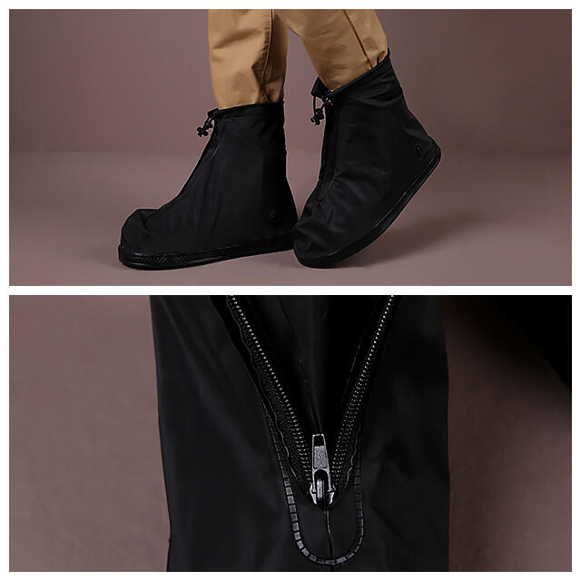 男女兼用 Lサイズ 黒 防水 新品 レインシューズカバー 梅雨対策 アウトドア  メンズの靴/シューズ(長靴/レインシューズ)の商品写真