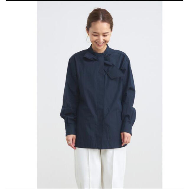 yori リボンタイブラウス ネイビー36タグ付き新品 - シャツ/ブラウス