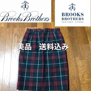 ブルックスブラザース(Brooks Brothers)の美品　ブルックスブラザーズ　コットンチェック　タイトスカート(ひざ丈スカート)