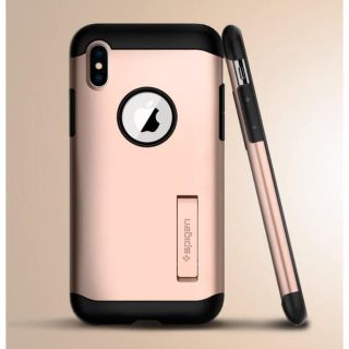 シュピゲン(Spigen)の iPhone X用スマホケース Spigenスリム・アーマー ピンクゴールド(iPhoneケース)