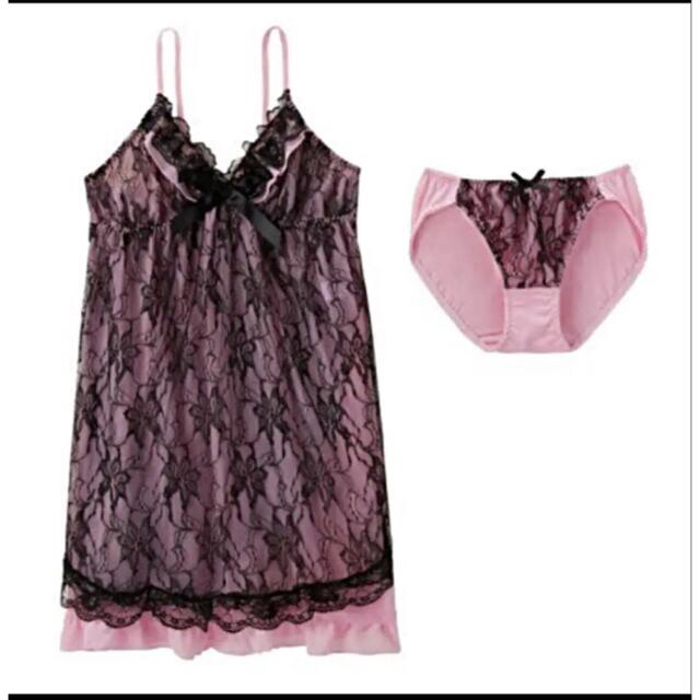 ピンク　レース❤︎ベビードール、ネグリジェ　大きいサイズ レディースのルームウェア/パジャマ(ルームウェア)の商品写真