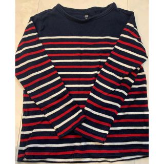 ユニクロ(UNIQLO)の120 ロンティー　ボーダー　子供服　丸襟　長袖　男子　女子　激安 　かわいい(Tシャツ/カットソー)