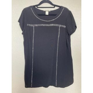 エイチアンドエム(H&M)のH&M トップス ブラウス プルオーバーブラック ラインストーン(シャツ/ブラウス(半袖/袖なし))