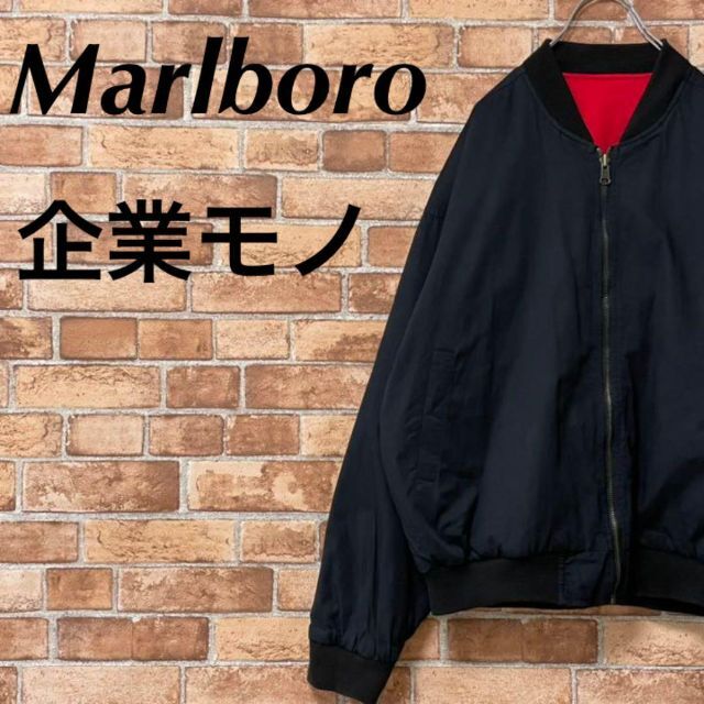 Marlboro リバーシブルジャケット 企業モノ レア ジップアップ 赤黒 S