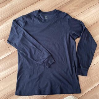 ユニクロ(UNIQLO)のユニクロ　ソフトタッチクールネックT  ネイビーＬ(Tシャツ/カットソー(七分/長袖))