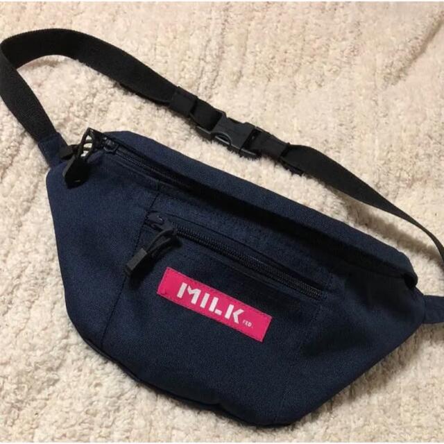 MILKFED. MILKFED ボディーバッグ ウエストポーチ ネイビー ピンクロゴの通販 by N ボディバッグ ネイビー