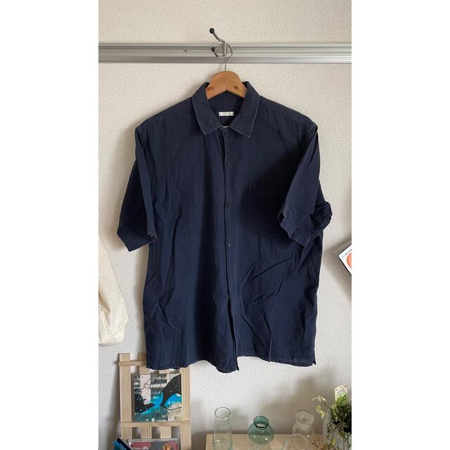 comoli ベタシャン オープンカラーシャツ NAVY