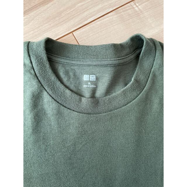 UNIQLO(ユニクロ)のユニクロ　ソフトタッチクールネックT ダークグリーンX L メンズのトップス(Tシャツ/カットソー(七分/長袖))の商品写真