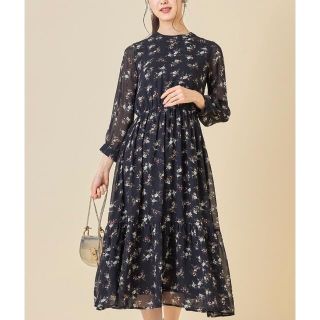 トッコ(tocco)のtocco closet 後ろりぼん付きフラワープリントワンピース(ひざ丈ワンピース)