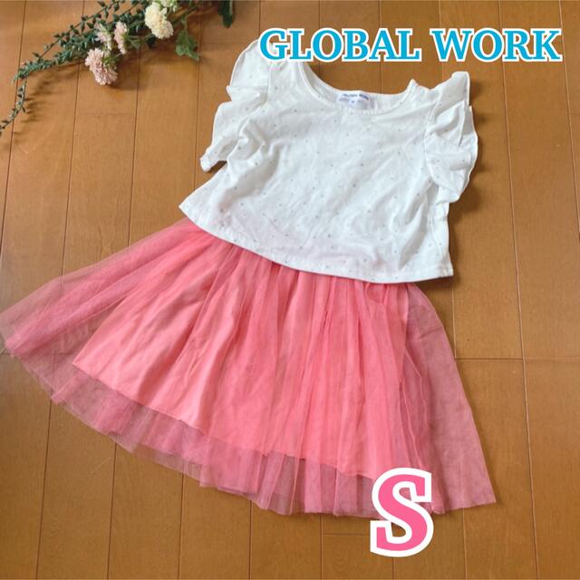 GLOBAL WORK(グローバルワーク)の★ GLOBAL WORK ★チュールスカートレイヤーワンピース半袖 / ピンク キッズ/ベビー/マタニティのキッズ服女の子用(90cm~)(ワンピース)の商品写真