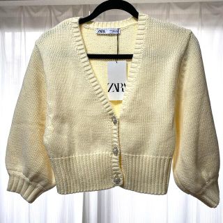 ザラ(ZARA)のZARA ザラ　カーディガン　ニット　ビジュー　パール(カーディガン)