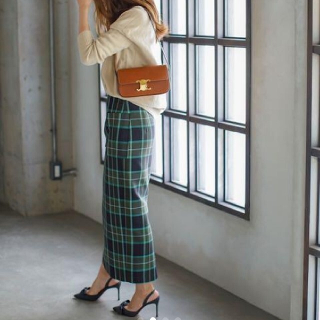Drawer(ドゥロワー)のBluelea ブルレア　チェックタイトロングスカート/Green-check レディースのスカート(ロングスカート)の商品写真