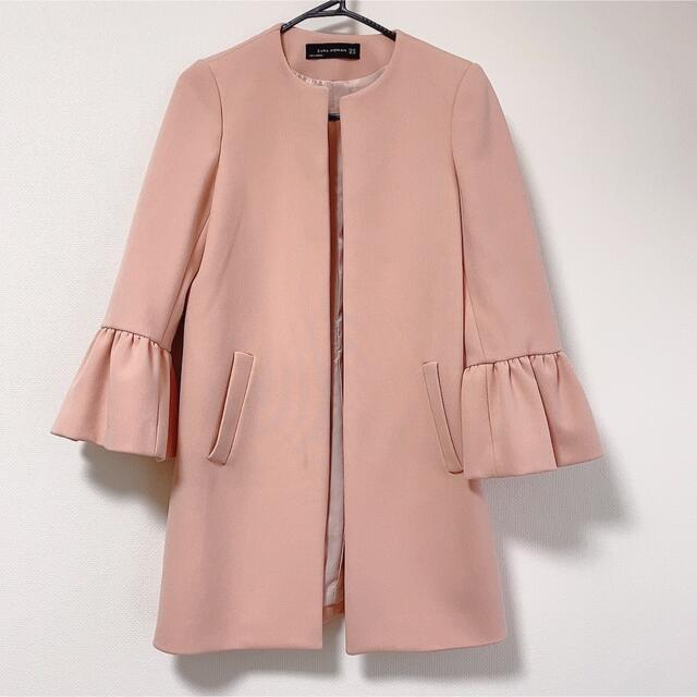 ZARA - ノーカラーフレアスリーブコートの通販 by mee's shop|ザラ