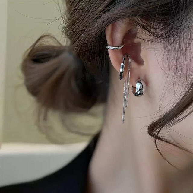 PI024 silver pierce ＆ ear cuff レディースのアクセサリー(イヤーカフ)の商品写真