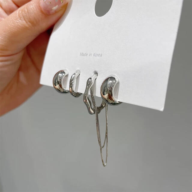 PI024 silver pierce ＆ ear cuff レディースのアクセサリー(イヤーカフ)の商品写真