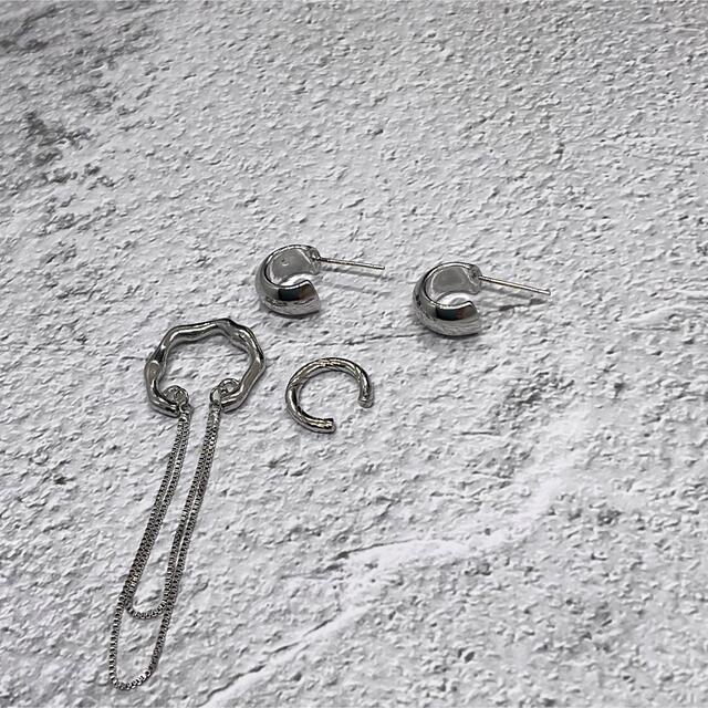 PI024 silver pierce ＆ ear cuff レディースのアクセサリー(イヤーカフ)の商品写真