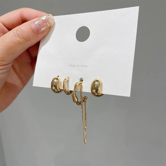 PI025 gold pierce ＆ ear cuff レディースのアクセサリー(イヤーカフ)の商品写真