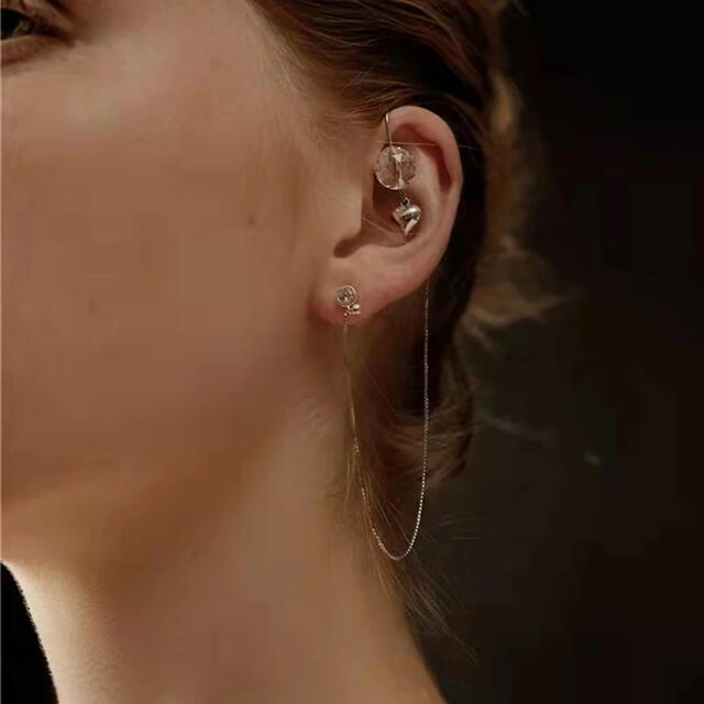 PI028 silver pierce ＆ ear cuff レディースのアクセサリー(イヤーカフ)の商品写真