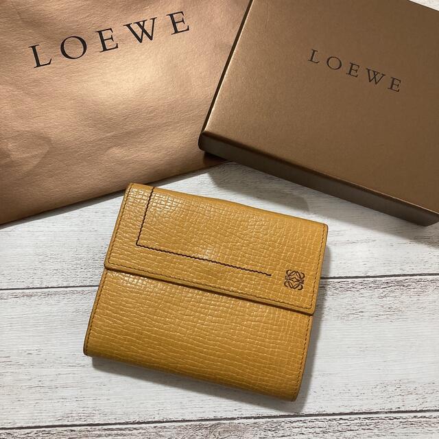 王道】LOEWE ロエベ アナグラム 二つ折り財布 革財布 イエロー プレゼントを選ぼう！