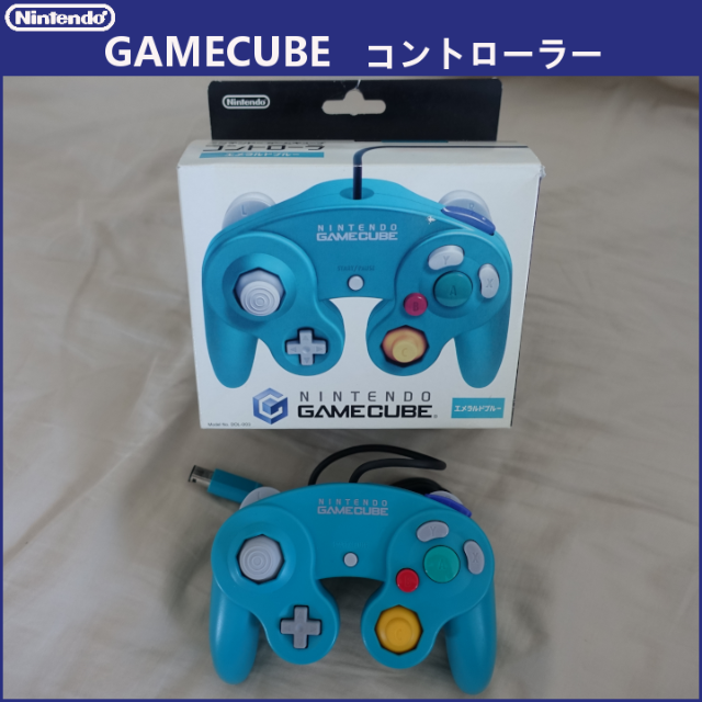 ニンテンドーゲームキューブ(ニンテンドーゲームキューブ)のゲームキューブ　コントローラー　エメラルドブルー エンタメ/ホビーのゲームソフト/ゲーム機本体(その他)の商品写真