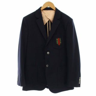 グッチ(Gucci)のグッチ テーラードジャケット エンブレム シングル 背抜き 7-48R M 紺(テーラードジャケット)