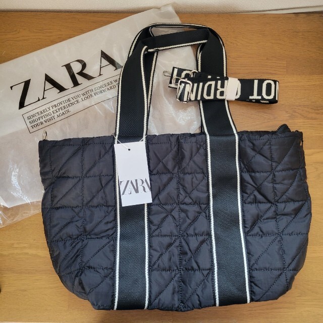 ZARA ロゴ マキシ ナイロントートバッグ マザーズバッグ 大型 キルティング 2