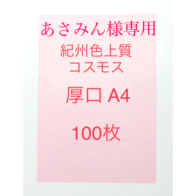 北越コーポレーション紀州の色上質紙　コスモス　厚口A4サイズ100枚 インテリア/住まい/日用品の文房具(ノート/メモ帳/ふせん)の商品写真