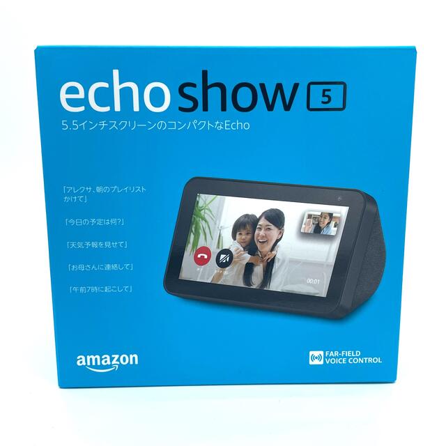 ECHO(エコー)のAmazon echo show 5 ブラック 純正スタンド付き Alexa スマホ/家電/カメラのオーディオ機器(スピーカー)の商品写真
