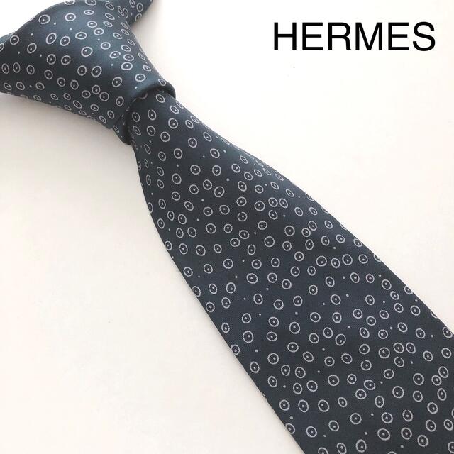 HERMES エルメス 美品 ネクタイ ビジネス フランス バブル 水玉 高級