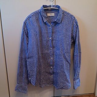 ユニクロ(UNIQLO)の【美品】ユニクロ ギンガム リネンシャツ(シャツ/ブラウス(長袖/七分))