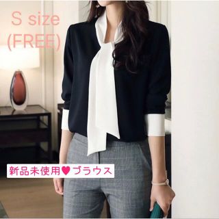 50%off以上◎ブラウス◎ボウタイ　シフォンブラウス　黒(シャツ/ブラウス(長袖/七分))