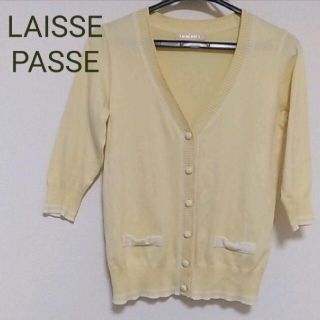 レッセパッセ(LAISSE PASSE)のLAISSE PASSE　レッセ パッセ　七分袖　ニットカーディガン　リボン(カーディガン)