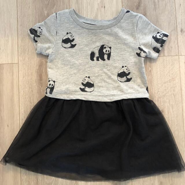 babyGAP(ベビーギャップ)のワンピース　パンダ　レース　ブラック キッズ/ベビー/マタニティのキッズ服女の子用(90cm~)(ワンピース)の商品写真