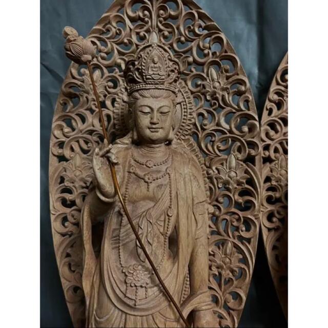 高品質爆買い 大型高61cm 井波彫刻 仏教工芸品 総楠製 極上彫 木彫仏像