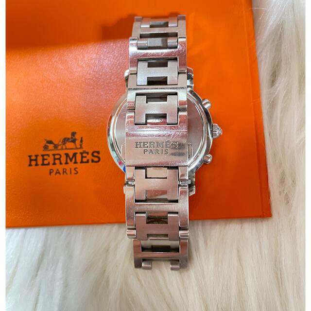 Hermes(エルメス)のエルメス　箱付き　レディース　腕時計　クリッパー　クロノグラフ　ホワイト　 レディースのファッション小物(腕時計)の商品写真