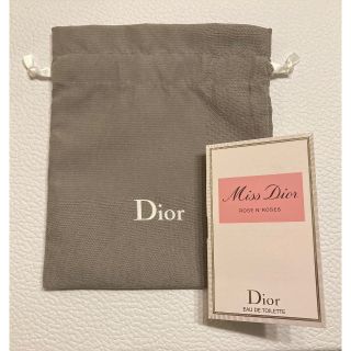 クリスチャンディオール(Christian Dior)のミスディオールローズ&ローズ サンプル・ロゴ巾着(香水(女性用))