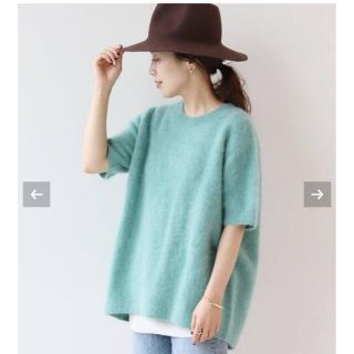 プラージュ(Plage)のPlage Fur ハンソデ プルオーバー　グリーン　美品(ニット/セーター)