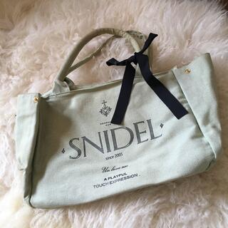 スナイデル(SNIDEL)のSNIDEL ミント グリーン キャンバス トートバッグ ブラック リボン(トートバッグ)