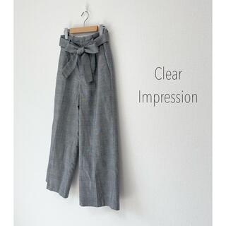 クリアインプレッション(CLEAR IMPRESSION)のclear impression ウエストリボンワイドパンツ　ハイウエスト(カジュアルパンツ)