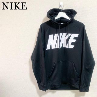 ナイキ(NIKE)のNIKE プルオーバーパーカー メンズL 黒 ビッグロゴ デカロゴ フーディー(パーカー)