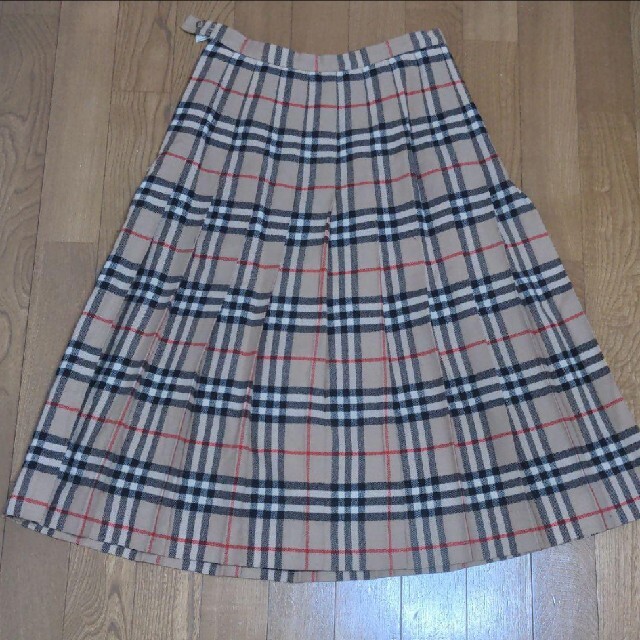 バーバリー スカート 100 ベージュチェック コーデュロイ Burberry