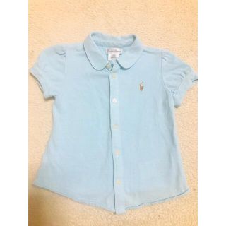 ポロラルフローレン(POLO RALPH LAUREN)のラルフローレンパフスリーブ♪半袖シャツライトブルーサイズ24M90-95(Tシャツ/カットソー)