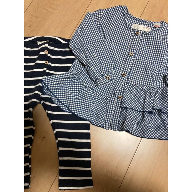 ZARA KIDS(ザラキッズ)のZARA ギンガムチェック　ブラウス　ボーダー キッズ/ベビー/マタニティのキッズ服女の子用(90cm~)(ブラウス)の商品写真