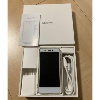 ラクテン(Rakuten)の美品！楽天ミニRakuten mini c330 whiteホワイトSIMフリー(スマートフォン本体)