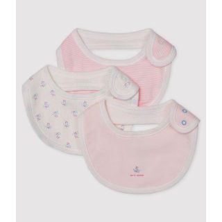 プチバトー(PETIT BATEAU)の新品未使用　プチバトー　スタイ　３枚セット　ピンク(ベビースタイ/よだれかけ)